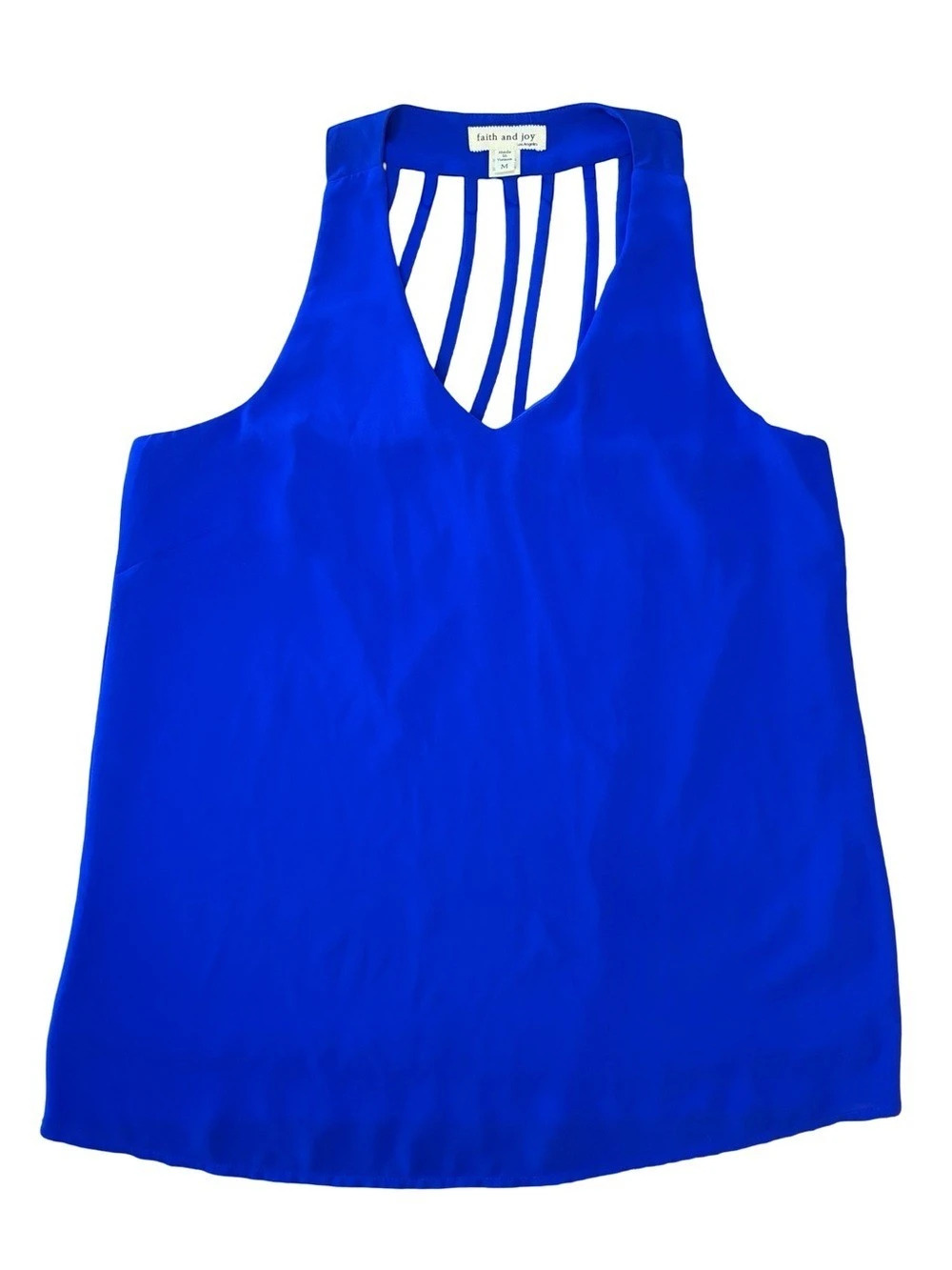 Faith and Joy Blue Strappy Tank Top Size Medium